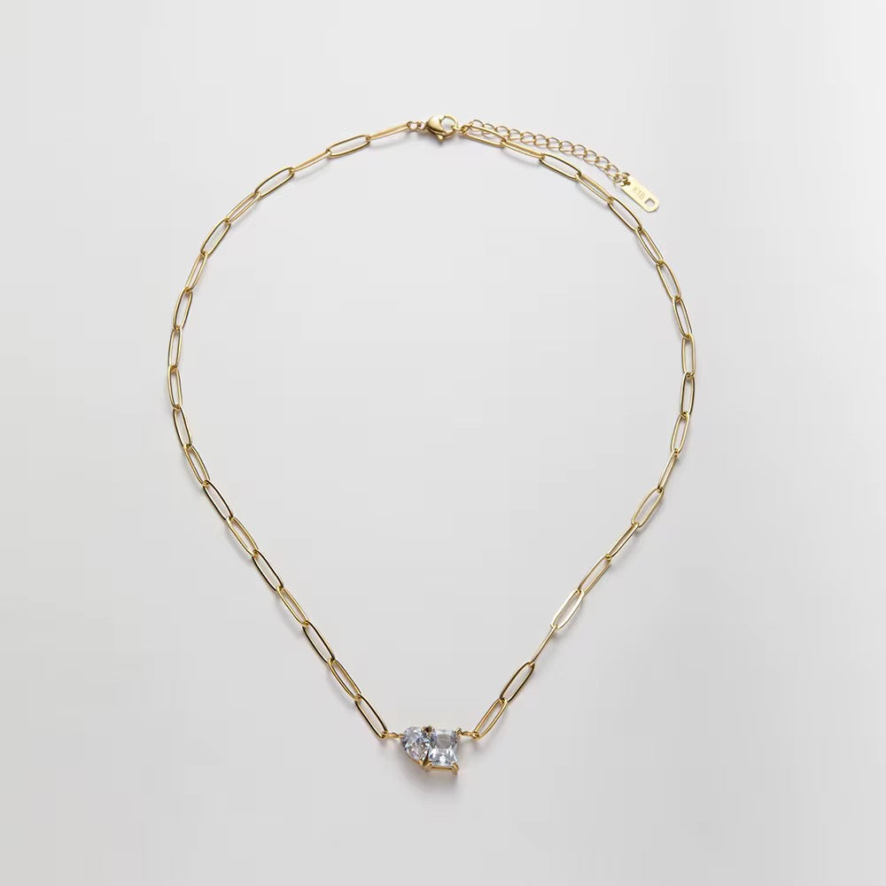Pear & Square Necklace-Dazzledvenus