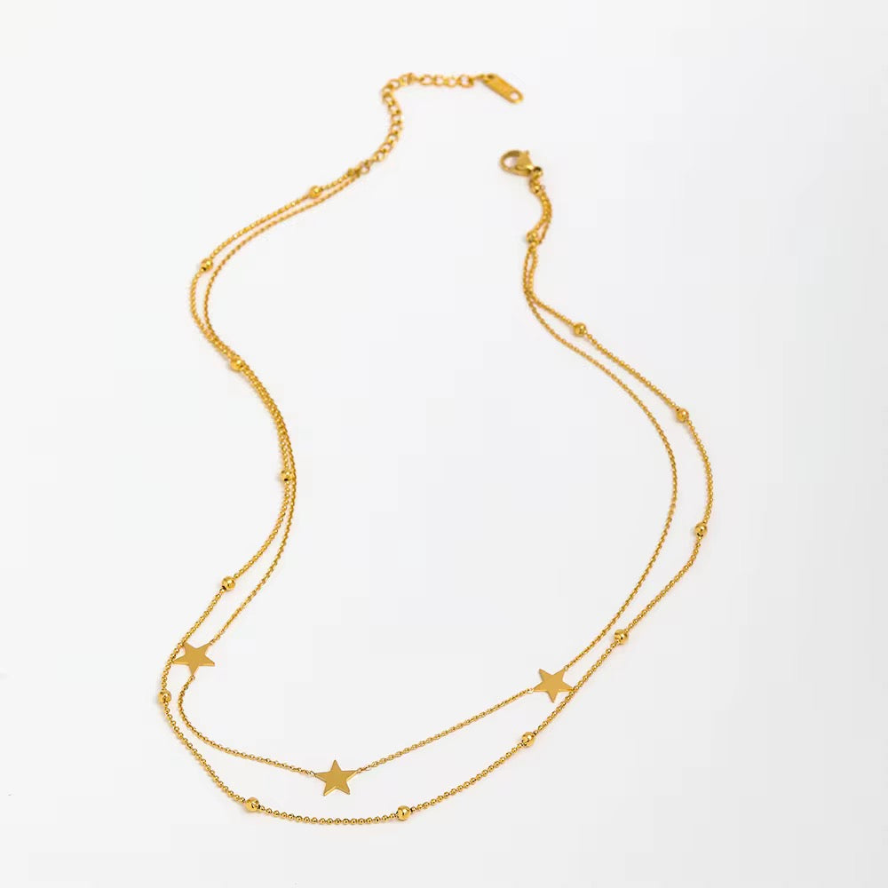 Multilayered Stellar Necklace-Double-layer star necklace in 18k PVD gold plating. Waterproof, non-tarnish, hypoallergenic and perfect for layering. Shipped from Ireland, with love ⭐️-Dazzledvenus