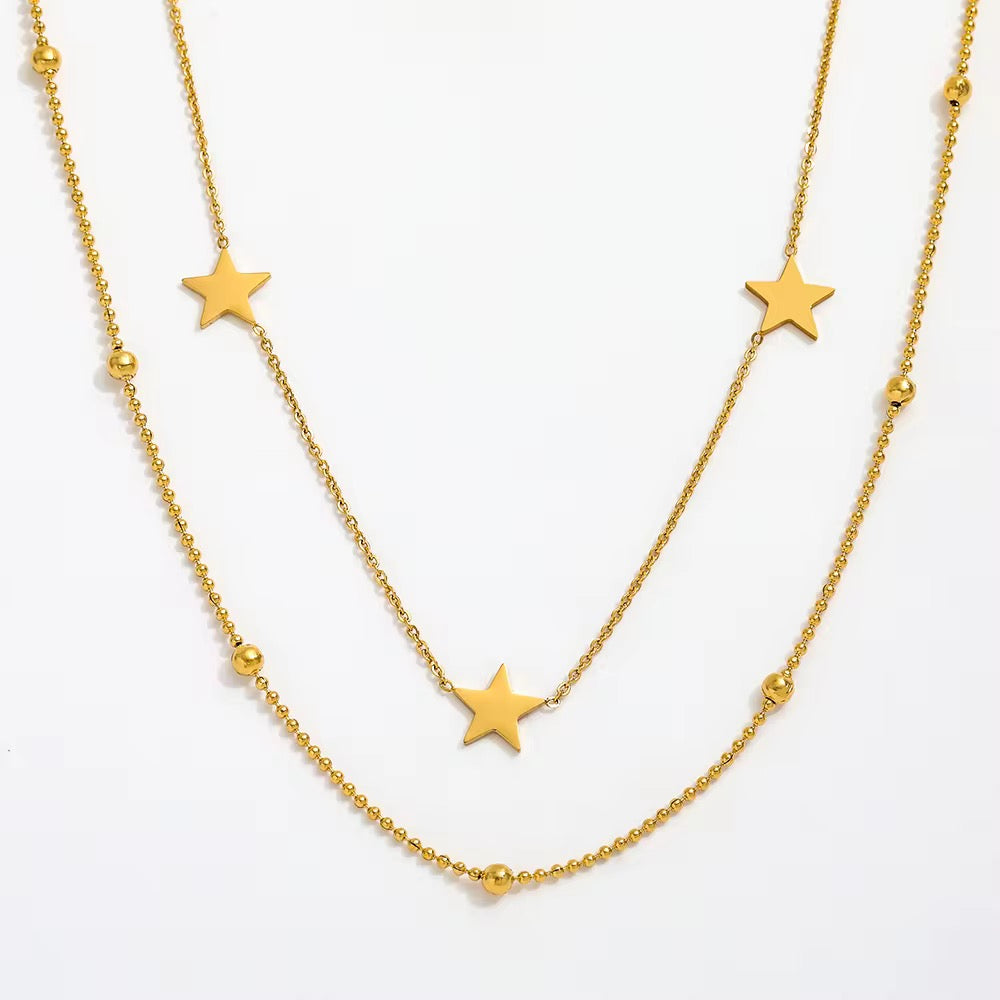 Multilayered Stellar Necklace-Double-layer star necklace in 18k PVD gold plating. Waterproof, non-tarnish, hypoallergenic and perfect for layering. Shipped from Ireland, with love ⭐️-Dazzledvenus