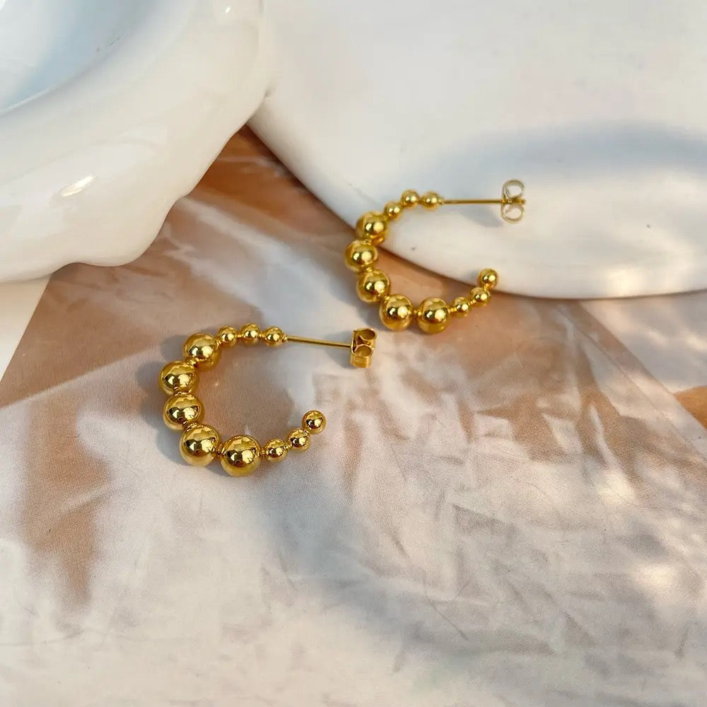 Beaded Small Hoop Earring-Dazzledvenus