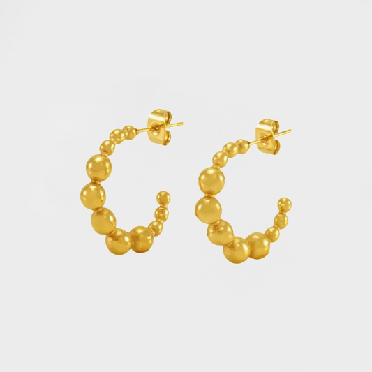 Essential Solid Beaded Small Hoop Earring-Gold-Dazzledvenus
