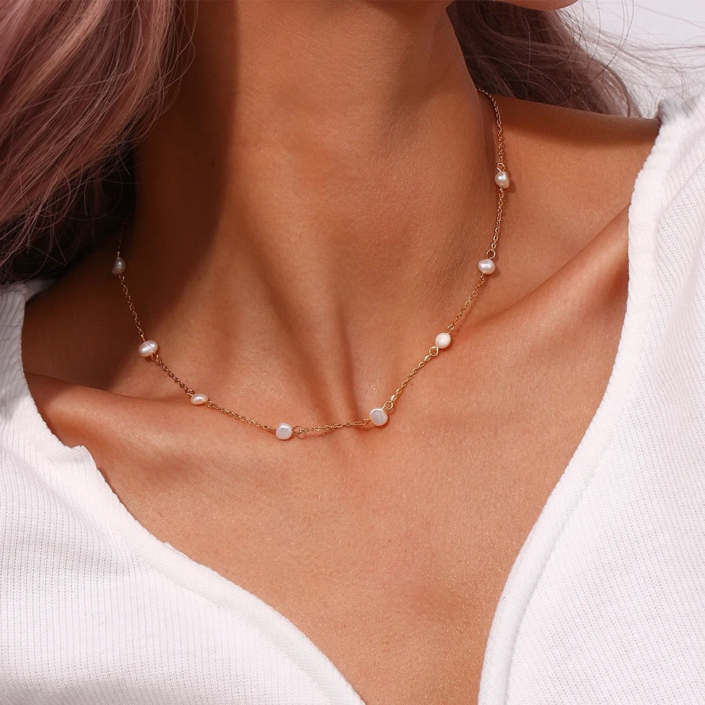 Pearl Station Necklace--Dazzledvenus