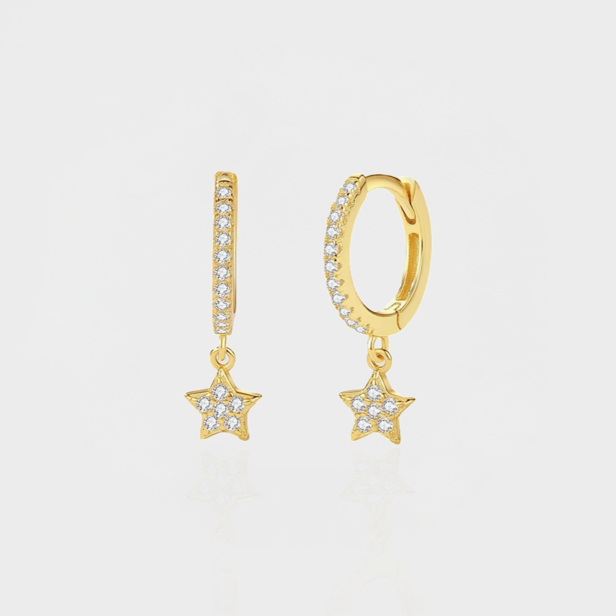 Twinkle Star Huggie Hoop Earring--Dazzledvenus