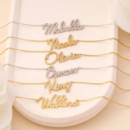 Personalised CZ Glory Name Necklace-Elevate your style with a personalized touch! Order your personalised bubble name necklace now to add a unique accessory to your collection. Don't miss out!-Dazzledvenus
