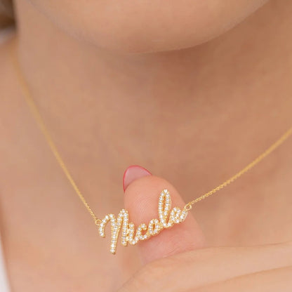 Personalised CZ Glory Name Necklace-Elevate your style with a personalized touch! Order your personalised bubble name necklace now to add a unique accessory to your collection. Don't miss out!-Dazzledvenus