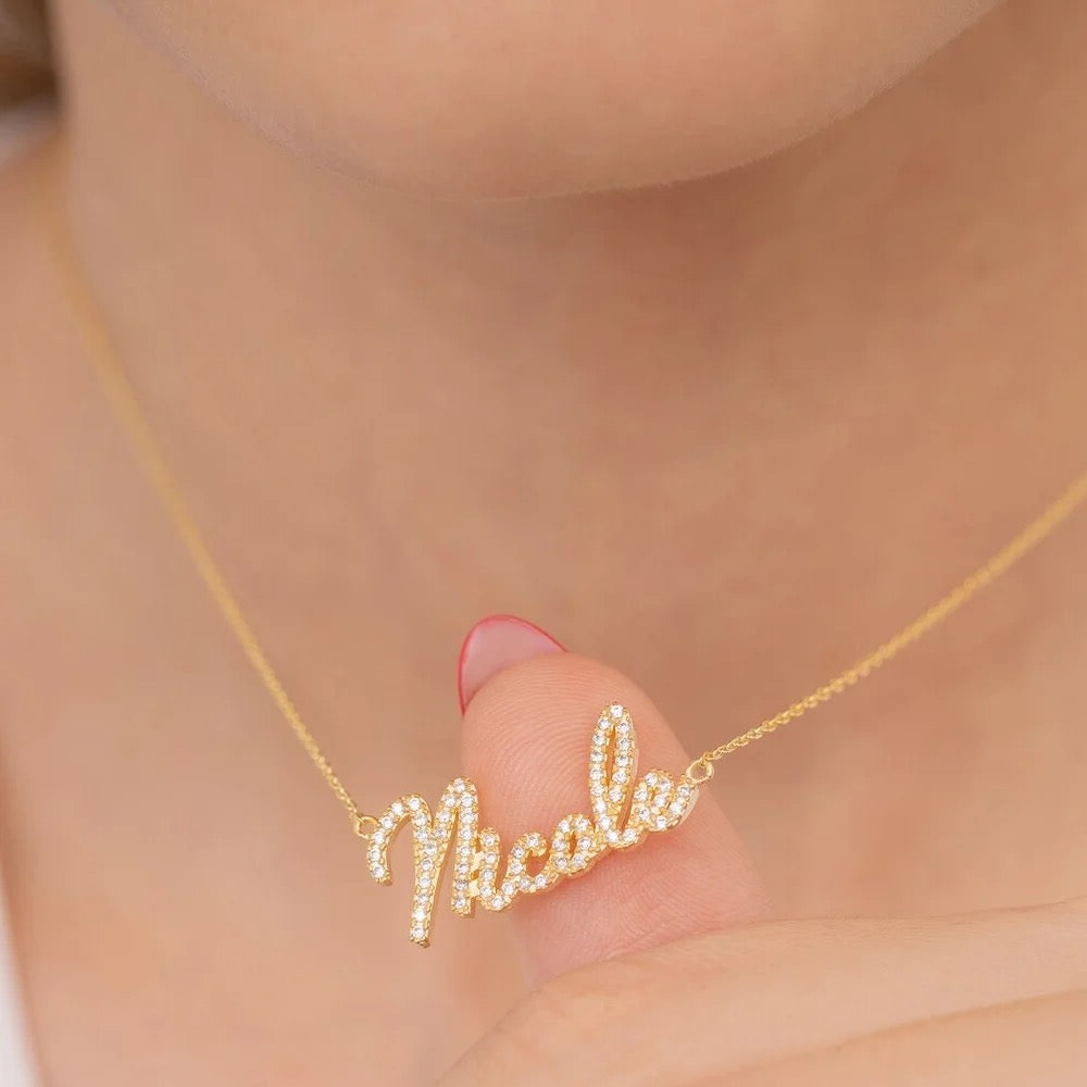 Personalised CZ Glory Name Necklace-Elevate your style with a personalized touch! Order your personalised bubble name necklace now to add a unique accessory to your collection. Don't miss out!-Dazzledvenus