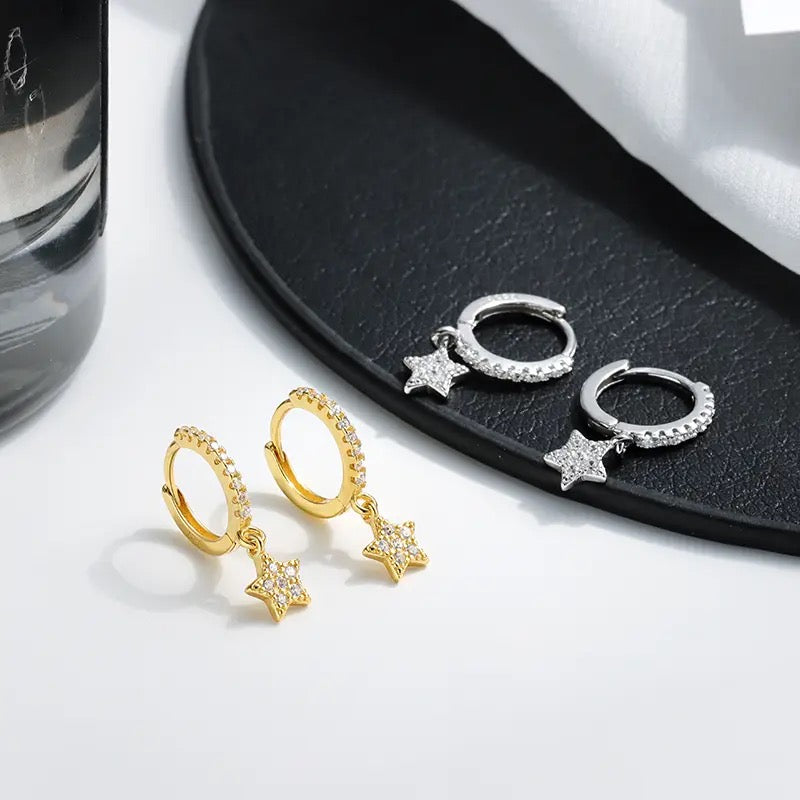 Twinkle Star Huggie Hoop Earring--Dazzledvenus