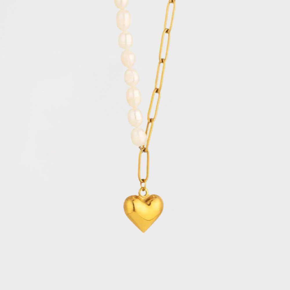 Paperclip Pearl Heart Necklace--Dazzledvenus