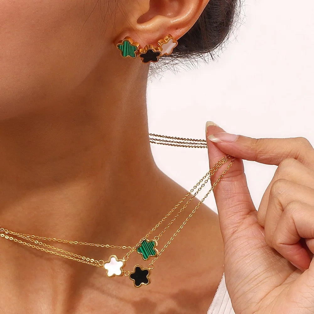Essential Clover Necklace & Earring Set--Dazzledvenus