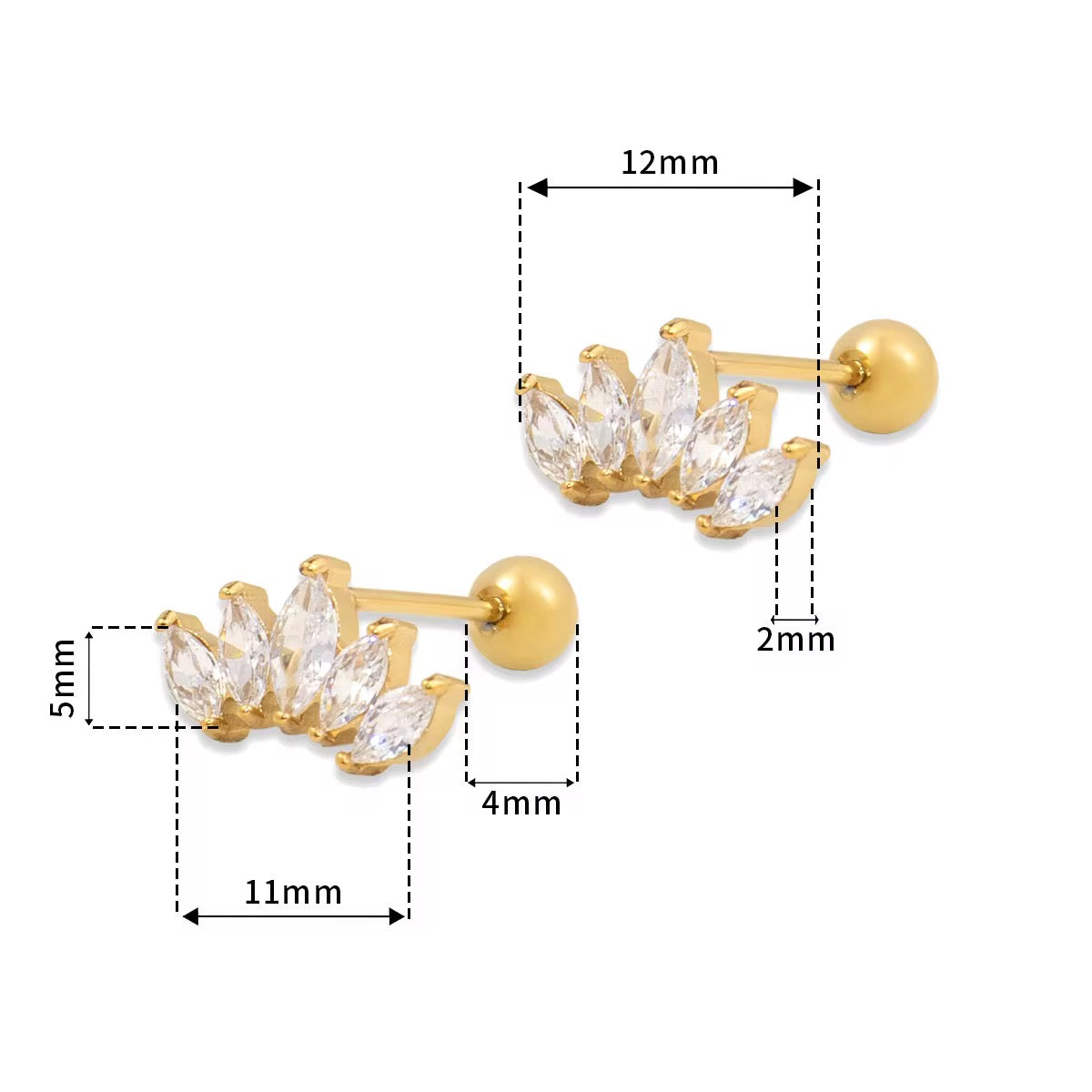Marquise Crown Stud Earring-Dazzledvenus