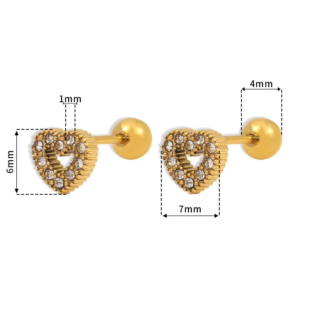 Heart Stud Earring-Dazzledvenus