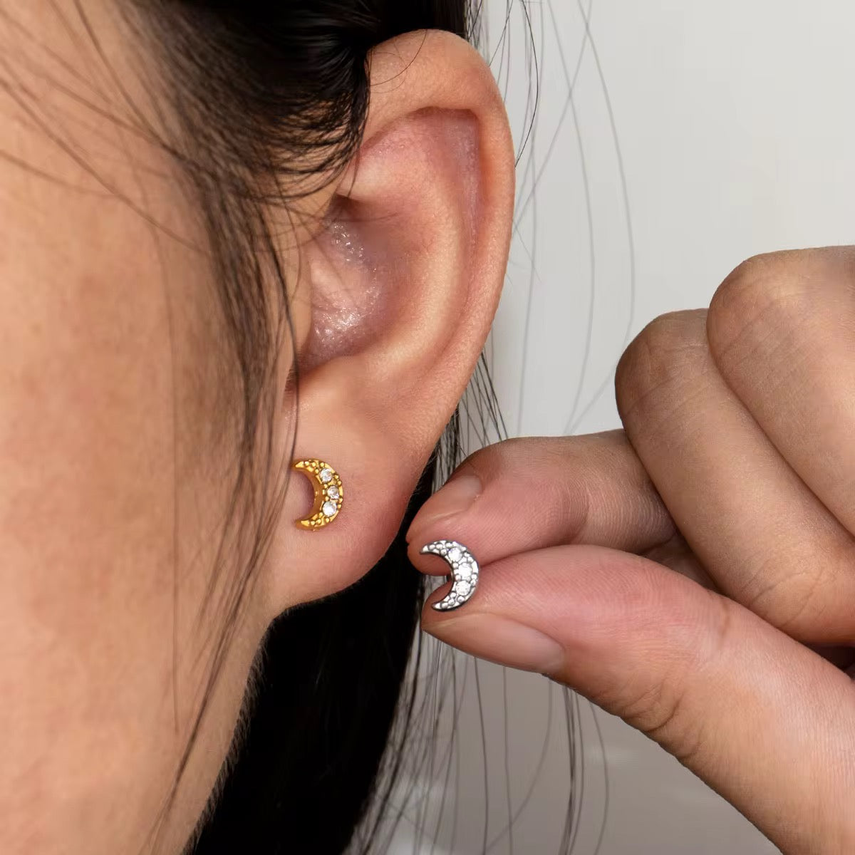 Crescent Stud Earring-Dazzledvenus