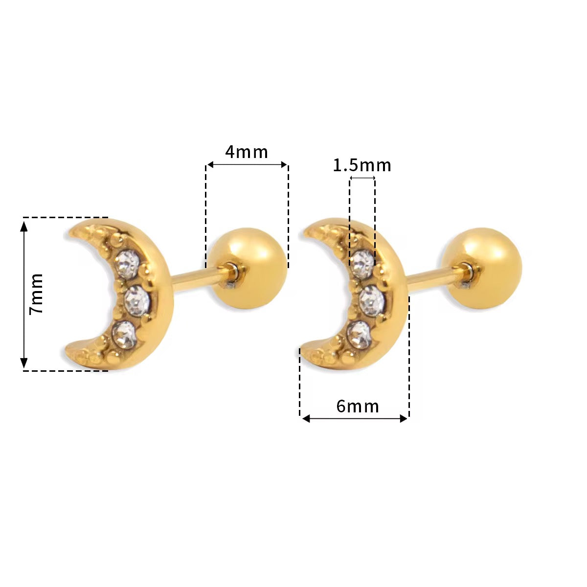Crescent Stud Earring-Dazzledvenus