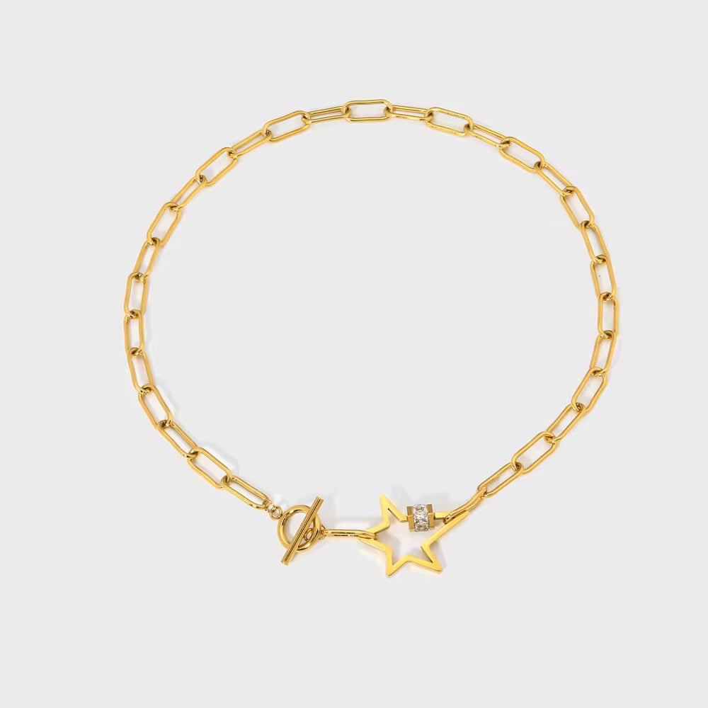 Statement Star Toggle Necklace-Purchase stylish Twisted Herring Bone Necklace. Explore our online collection for trendy accessories reflecting the charm of the Emerald Isle. Order yours now!-Dazzledvenus