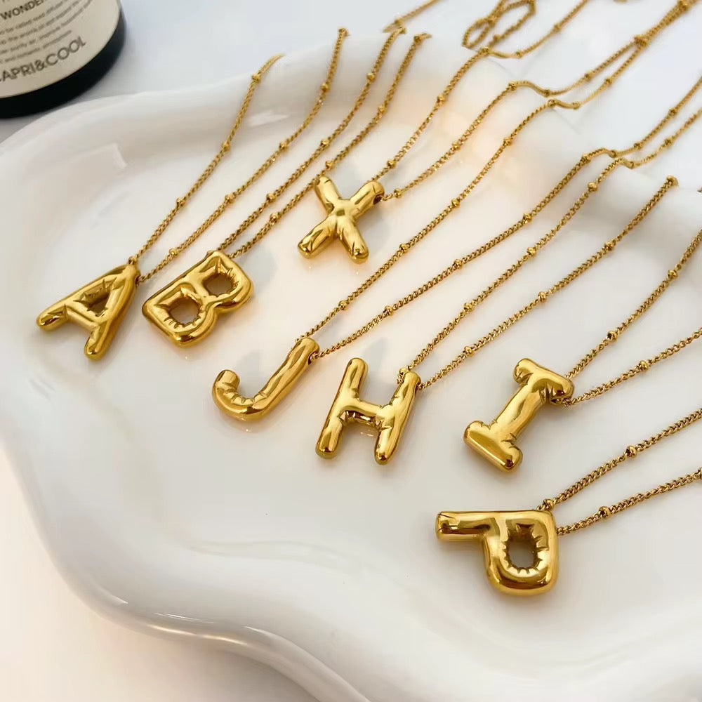 Statement Bubble Letter Necklace-Dazzledvenus