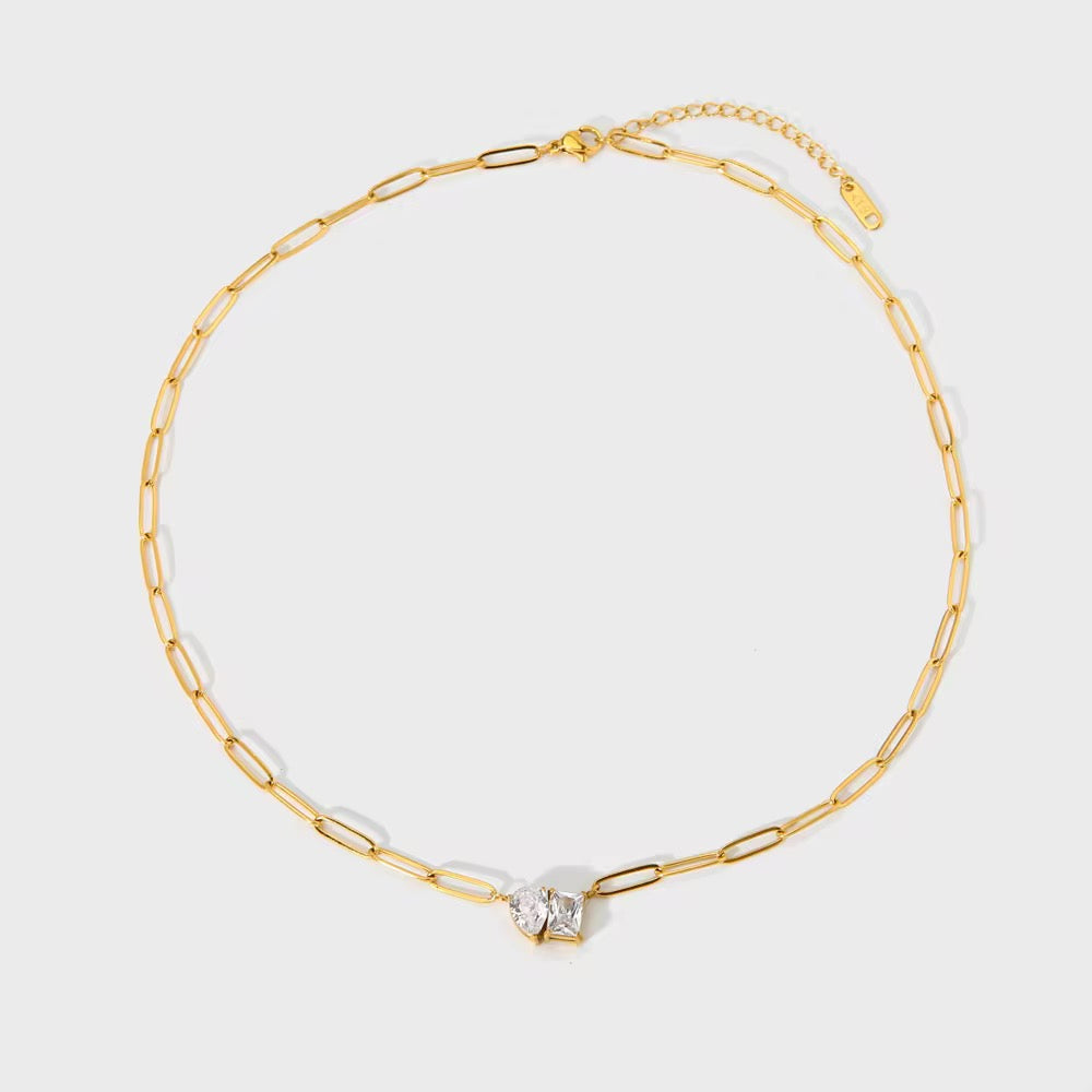 Pear & Square Necklace-Dazzledvenus