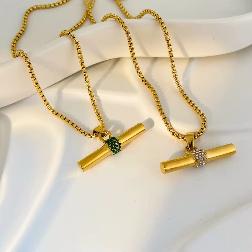 CZ T Bar Necklace-Shop our chic and versatile CZ T-Bar Necklaces online. Elevate your style with these versatile and chic accessories! Buy yours now! Visit our website!⚡-Dazzledvenus