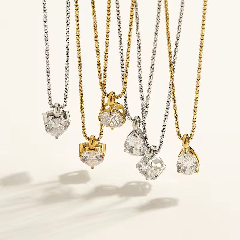 Solitaire Collection Necklace-Explore our exclusive CZ Emerald Crescent Moon Necklace collection. Elevate your style with our stunning designs. Order now for a touch of elegance! 🚀-Dazzledvenus