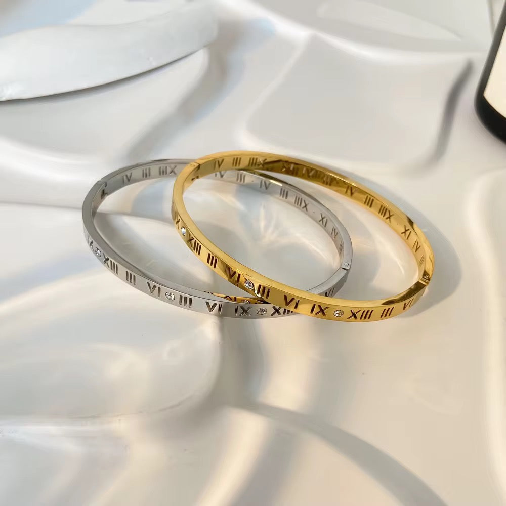 CZ Roman Numerals Bangle-Dazzledvenus