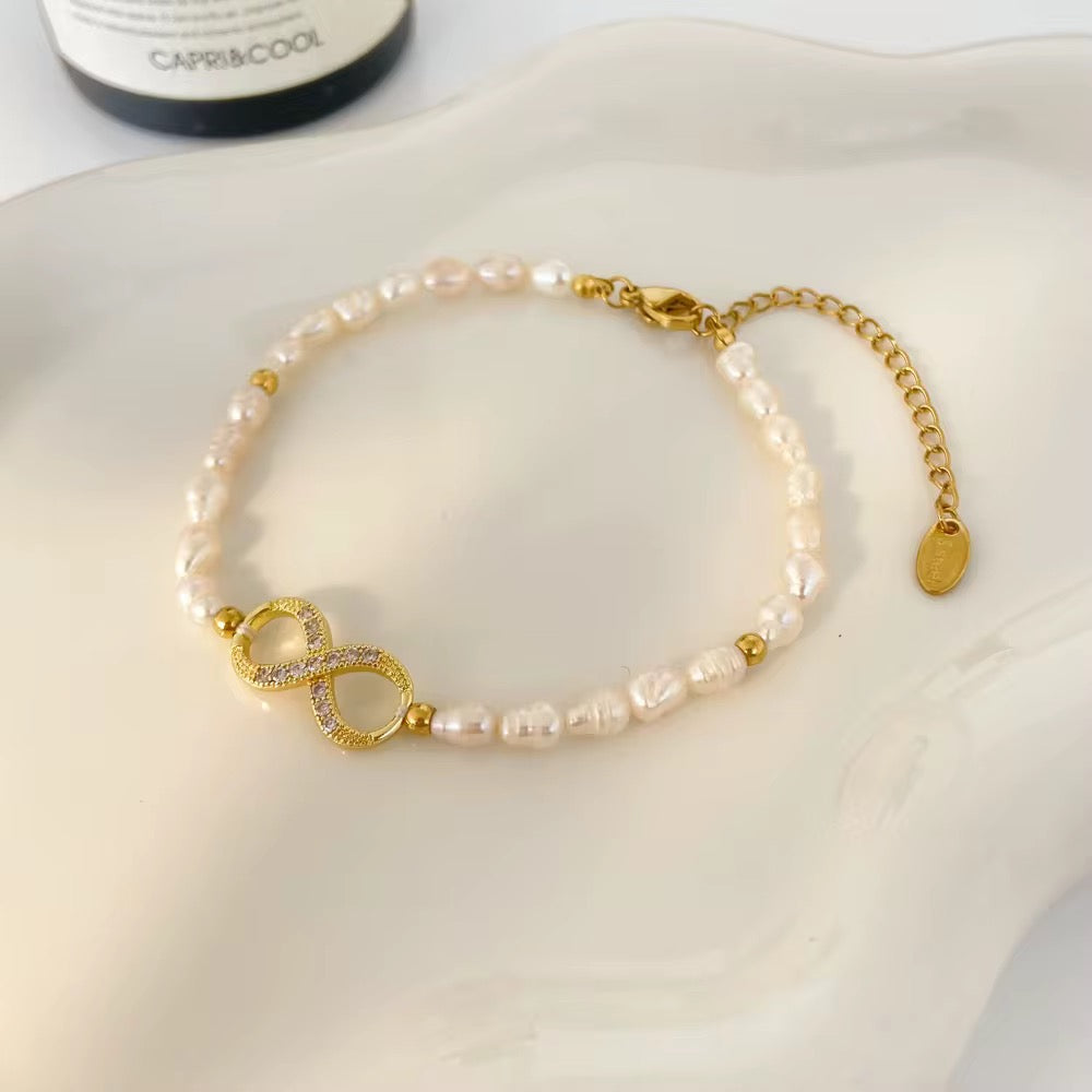 Pearl Infinity Bracelet-Dazzledvenus