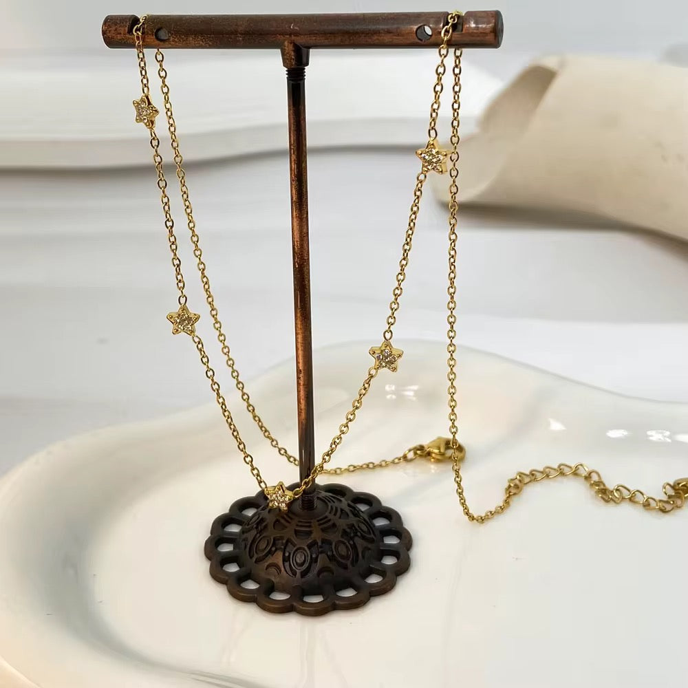 Delicate Star Shine Necklace-Purchase stylish Twisted Herring Bone Necklace. Explore our online collection for trendy accessories reflecting the charm of the Emerald Isle. Order yours now!-Dazzledvenus