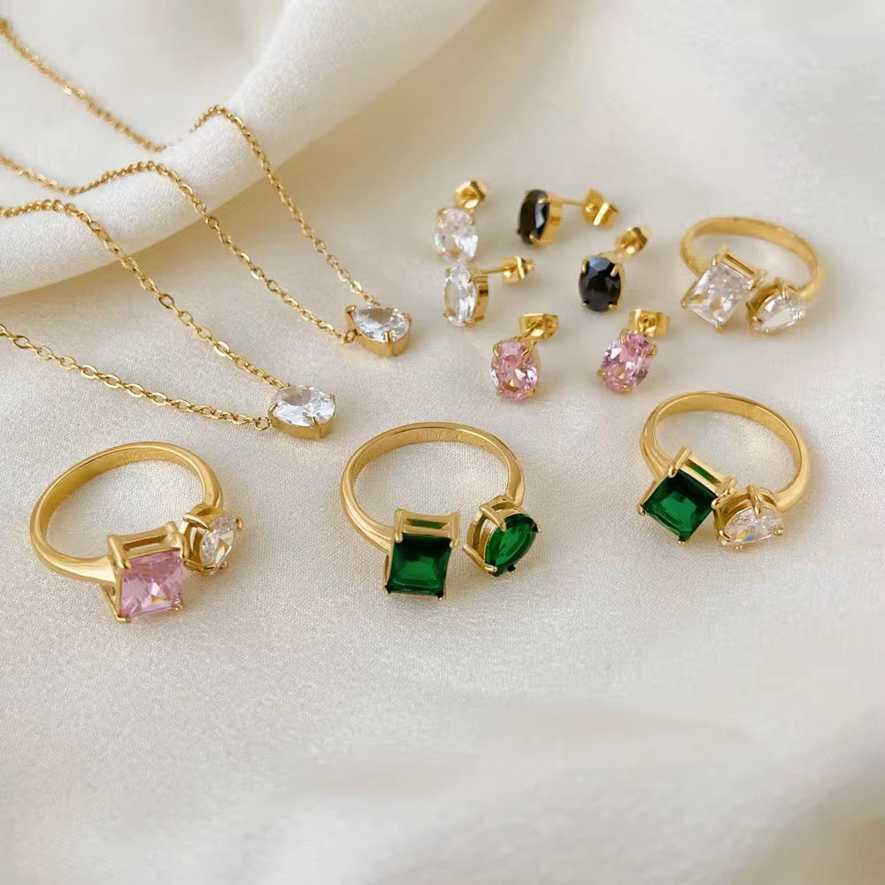 Pear & Square Multicolor Ring-Shop our exquisite collection of Pear & Square Multicolor Ring. Find the perfect symbol of your love with our stunning designs. Buy now!-Dazzledvenus