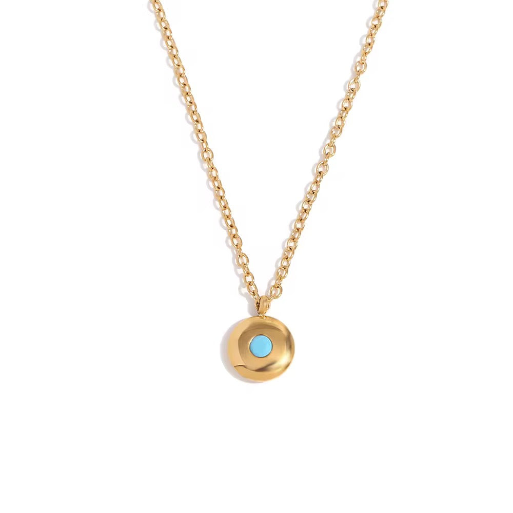 Mini Disc Birthstone Necklace-December-Dazzledvenus