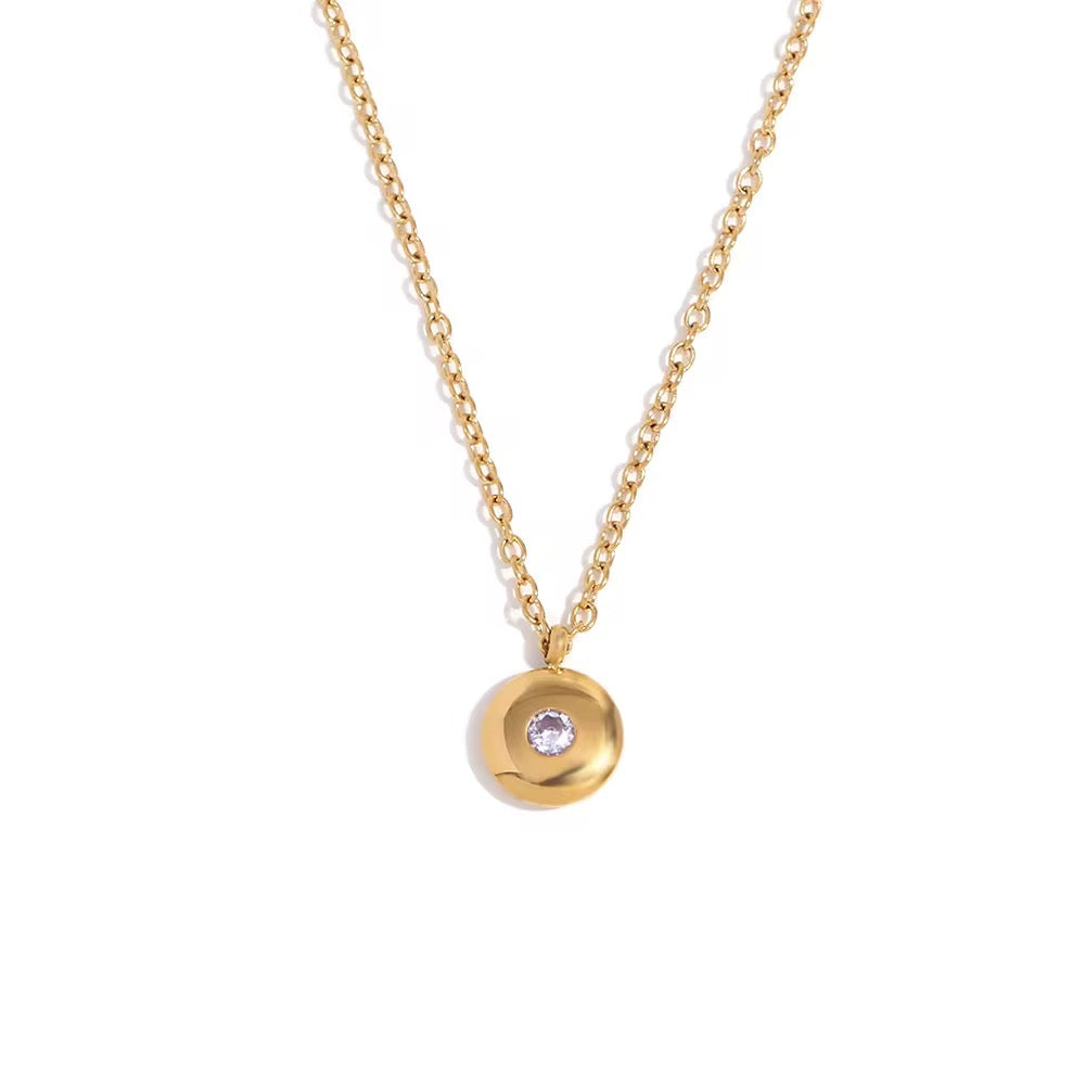 Mini Disc Birthstone Necklace-June-Dazzledvenus