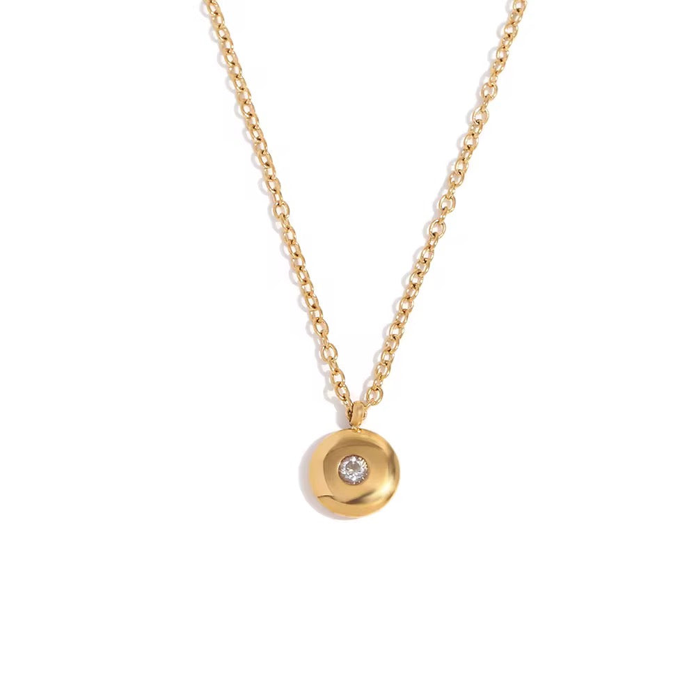 Mini Disc Birthstone Necklace-April-Dazzledvenus