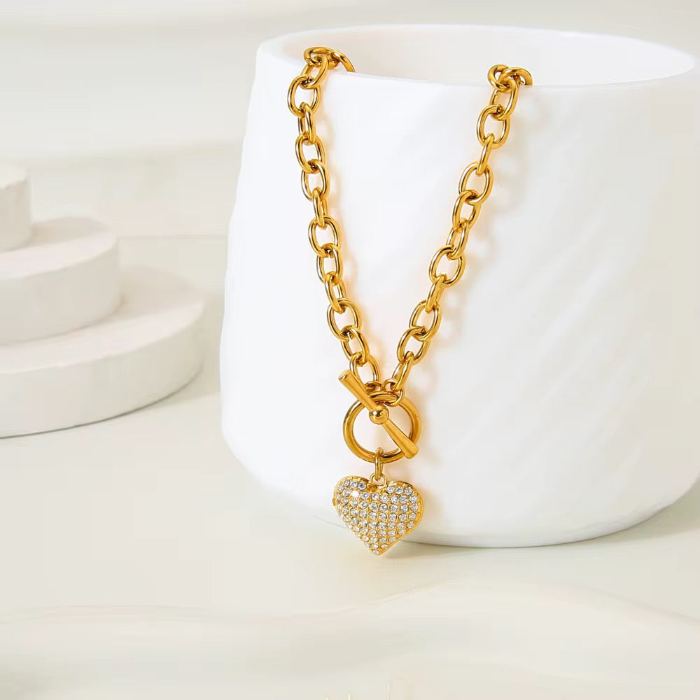 Toggle Heart Necklace-Purchase stylish Twisted Herring Bone Necklace. Explore our online collection for trendy accessories reflecting the charm of the Emerald Isle. Order yours now!-Dazzledvenus