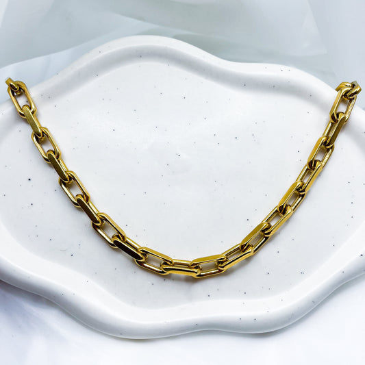 Chunky Cuban Box Link Necklace-Dazzledvenus
