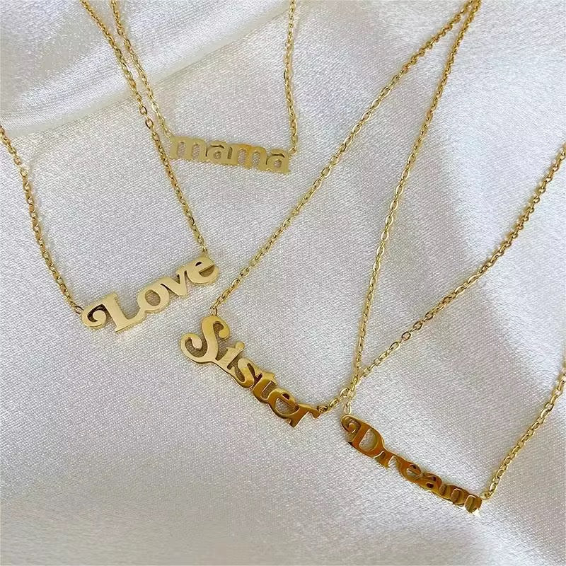 Mama Pendant Necklace-Treat yourself or a loved one to our charming cute alphabet mama necklace. Customize it for a special touch. Purchase now for a meaningful and heartfelt gift.-Dazzledvenus