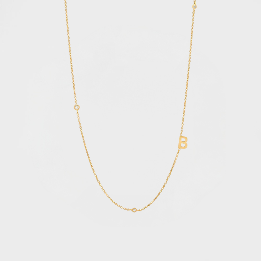 Amber Dainty Initial Necklace-Dazzledvenus