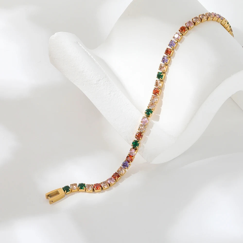 Rainbow Multi Stone Tennis Bracelet--Dazzledvenus