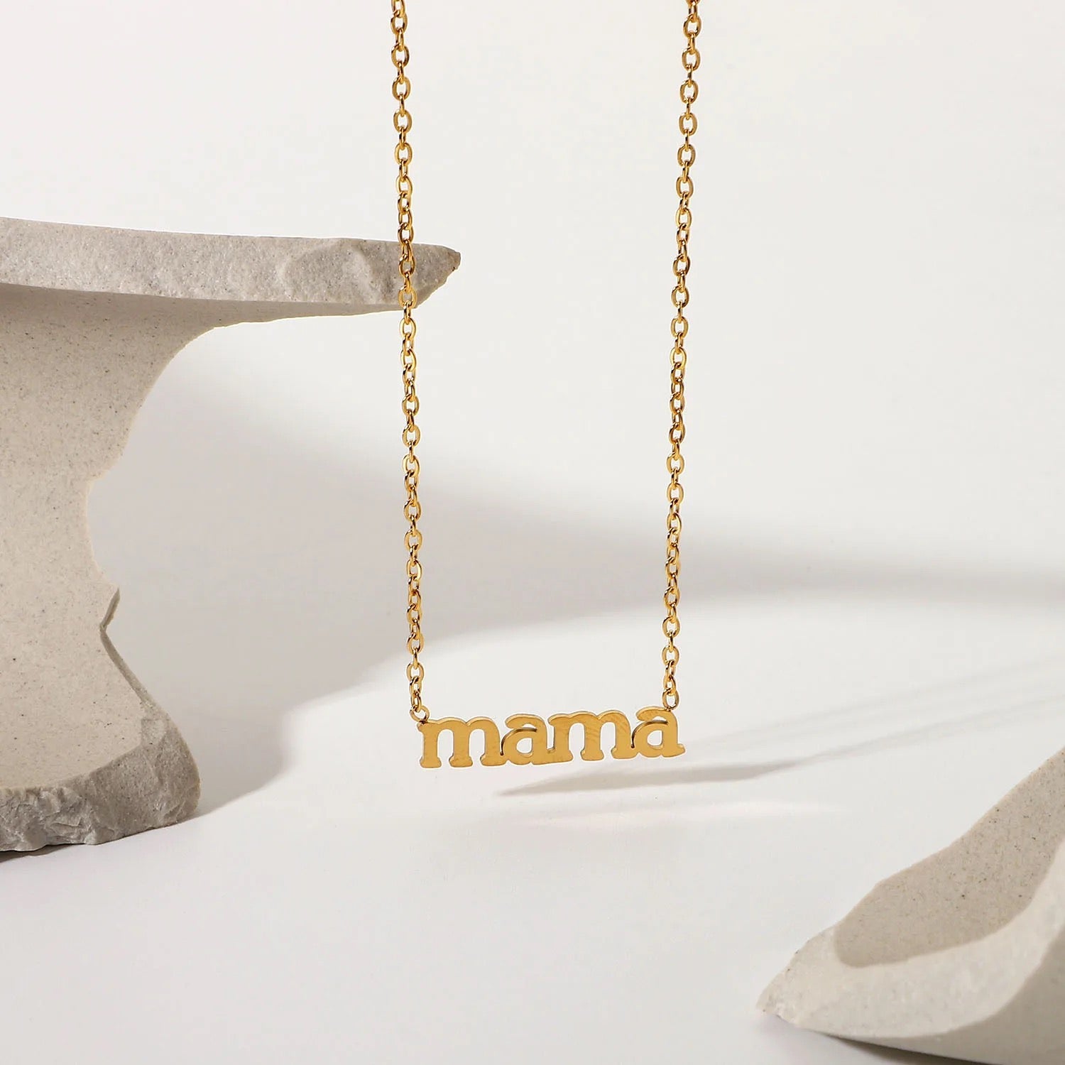 Mama Pendant Necklace-Treat yourself or a loved one to our charming cute alphabet mama necklace. Customize it for a special touch. Purchase now for a meaningful and heartfelt gift.-Dazzledvenus
