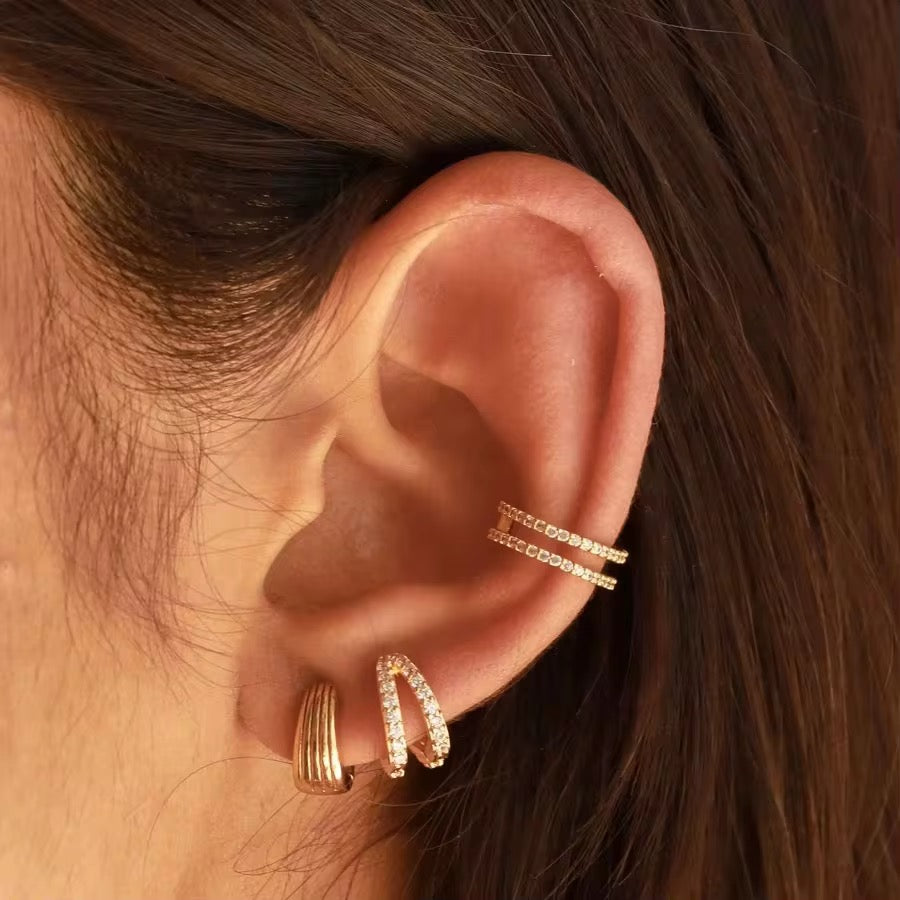 Illusion Huggie Hoop Earring-Dazzledvenus