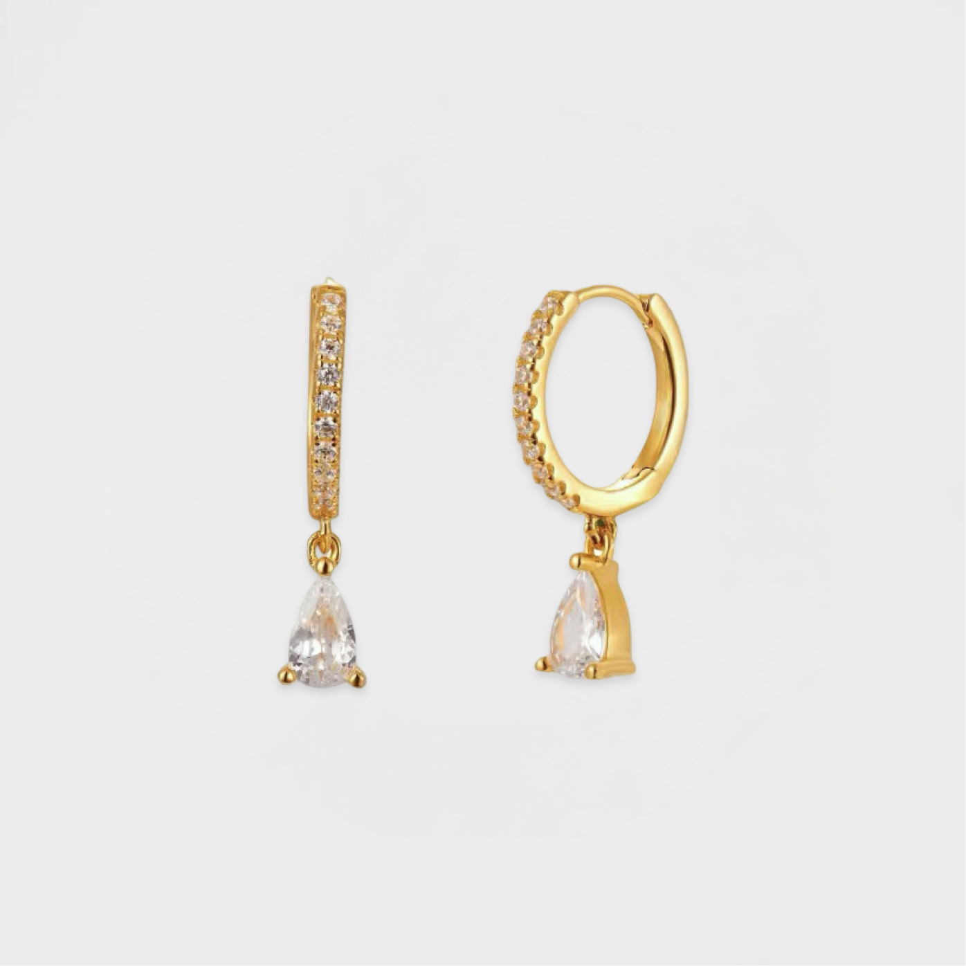Tear Drop Huggie Hoop Earring-Dazzledvenus