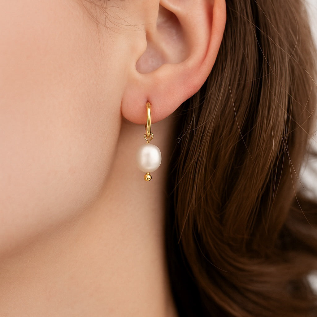 Alice Pearl Hoop Earring-Dazzledvenus