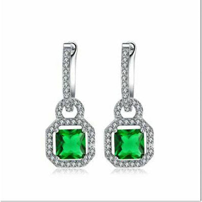 Iced Out Diamond Engagement Bling Earring-Green-Dazzledvenus