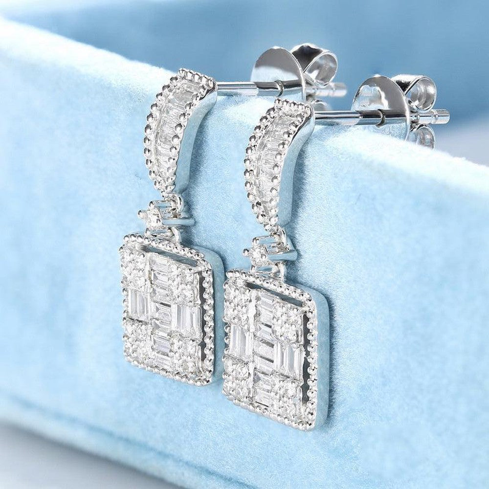 Iced Out Diamond Square Cut Bling Earring--Dazzledvenus