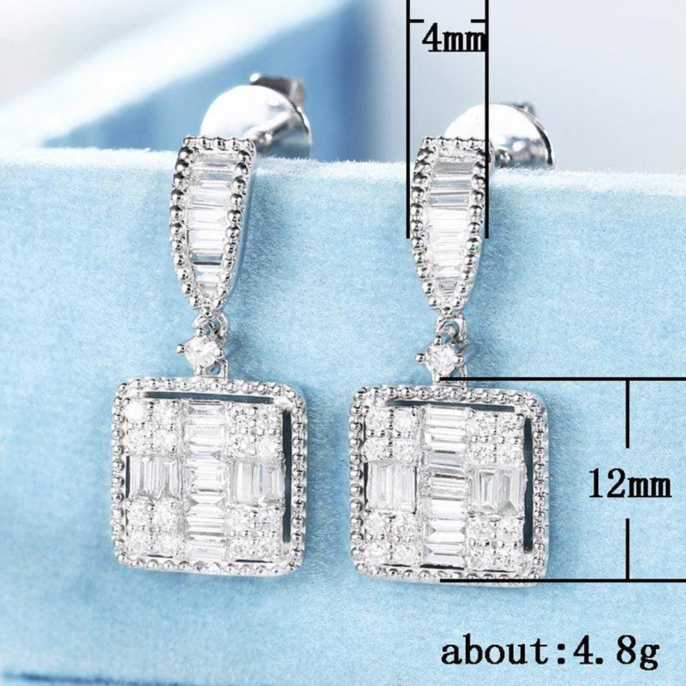 Iced Out Diamond Square Cut Bling Earring--Dazzledvenus