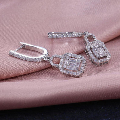 Iced Out Square Cut Bling Drop Earring--Dazzledvenus