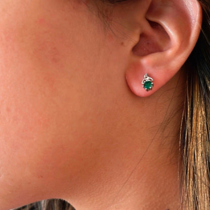 Irish Celtic Trinity Knots Emerald Green Stud Earring--Dazzledvenus