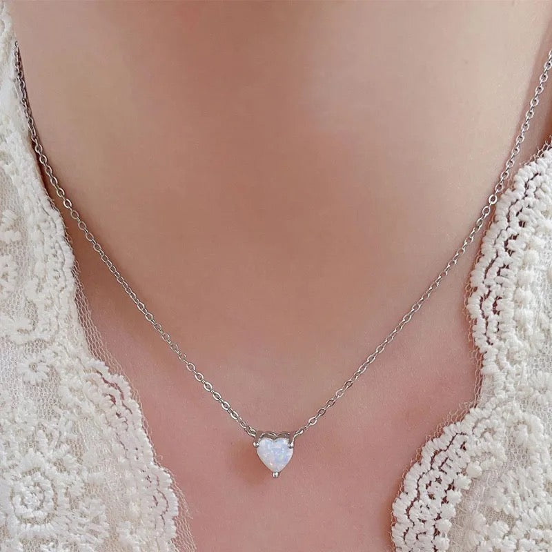 June Birthstone Dainty Heart Necklace--Dazzledvenus