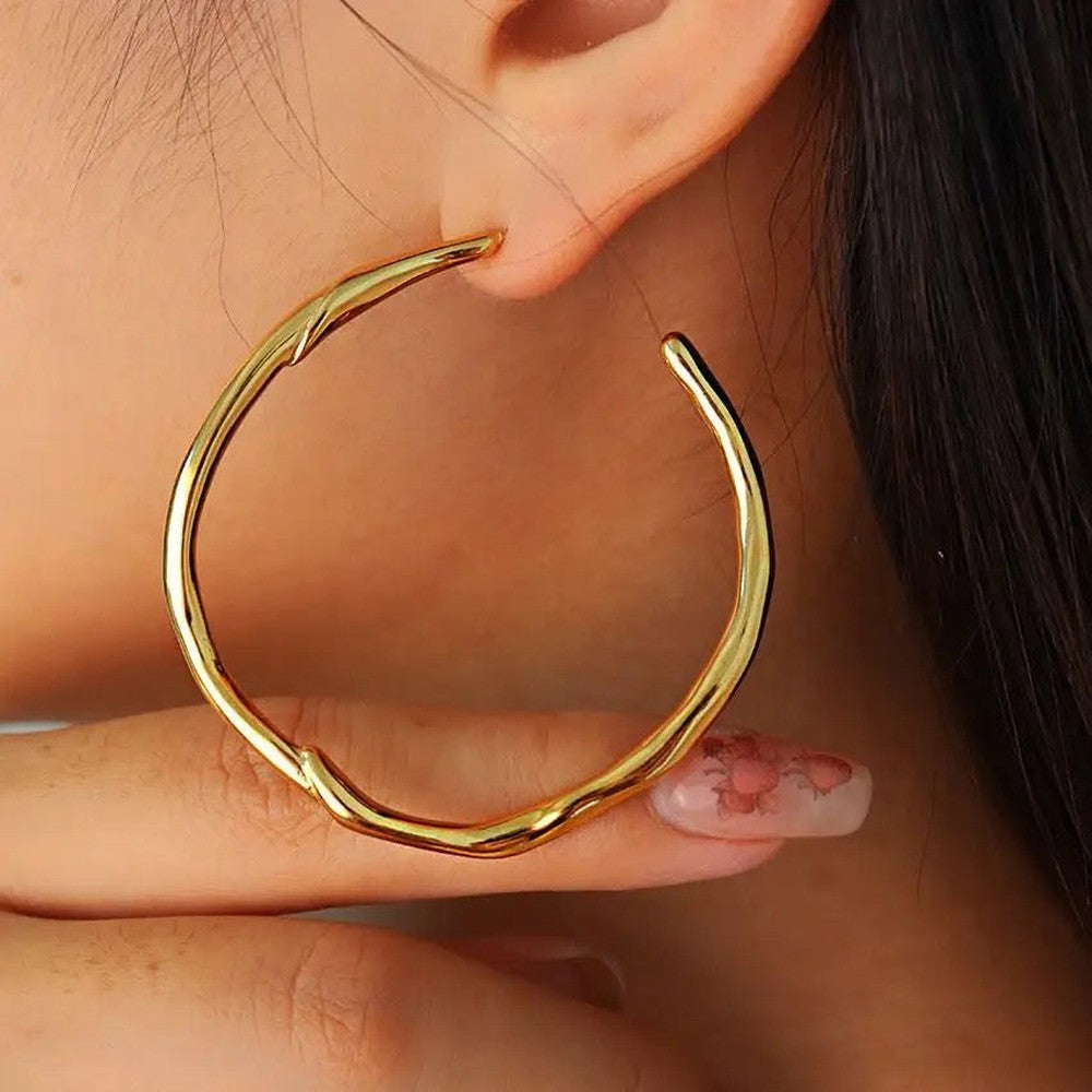 Large Hammered Element Hoop Earring--Dazzledvenus