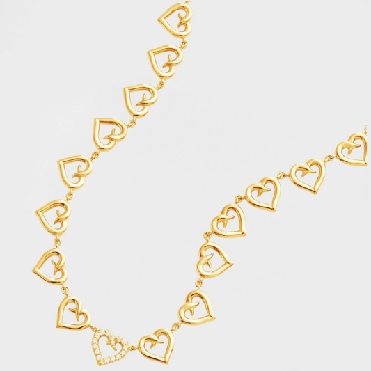 Micro Pave CZ Diamond Heart Necklace--Dazzledvenus
