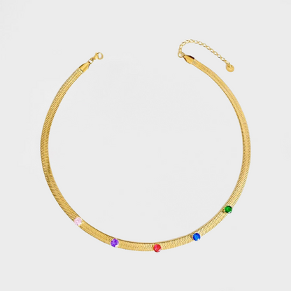 Multi Colour Herring Bone Snake Collar Necklace--Dazzledvenus
