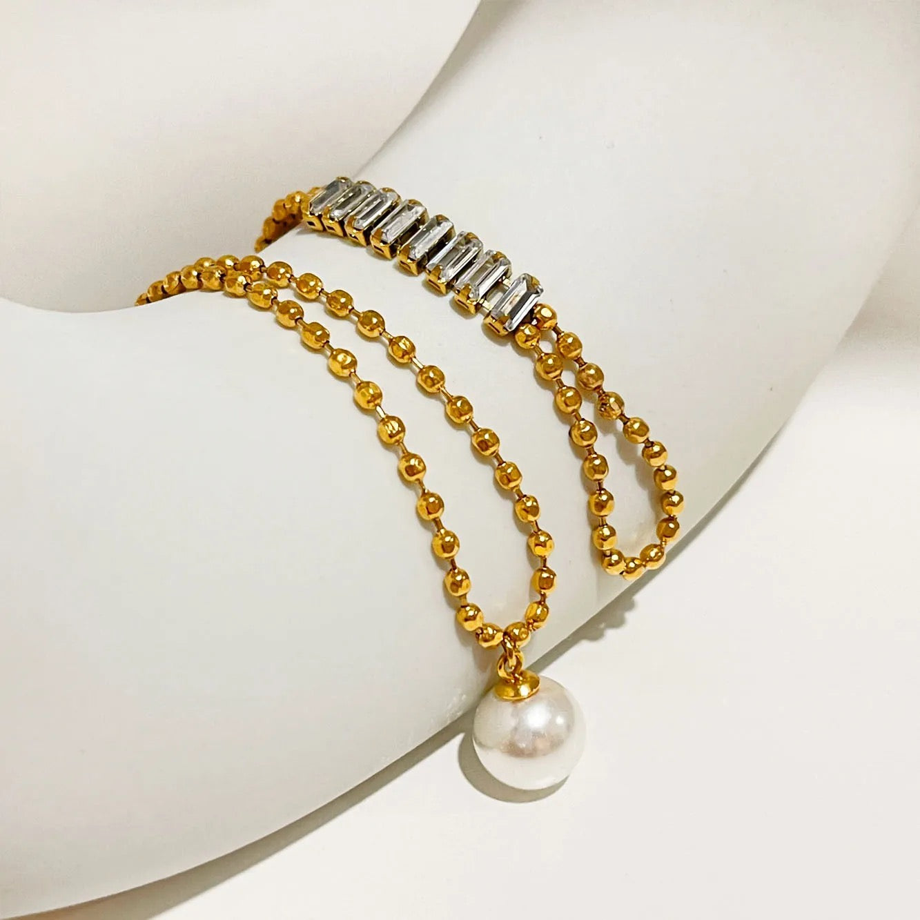 Multi Element Double Layer Pearl Bracelet--Dazzledvenus