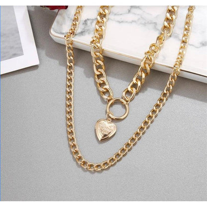 Multilayered Photo Locket Necklace-Gold-Explore our stylish multilayered photo locket necklace, featuring a unique design to keep your cherished memories close. Shop now for a meaningful accessory! 💕-Dazzledvenus