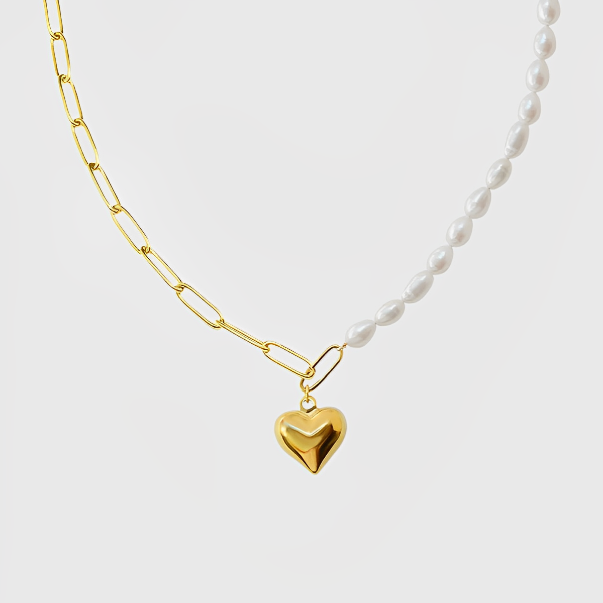 Paperclip Pearl Heart Necklace--Dazzledvenus